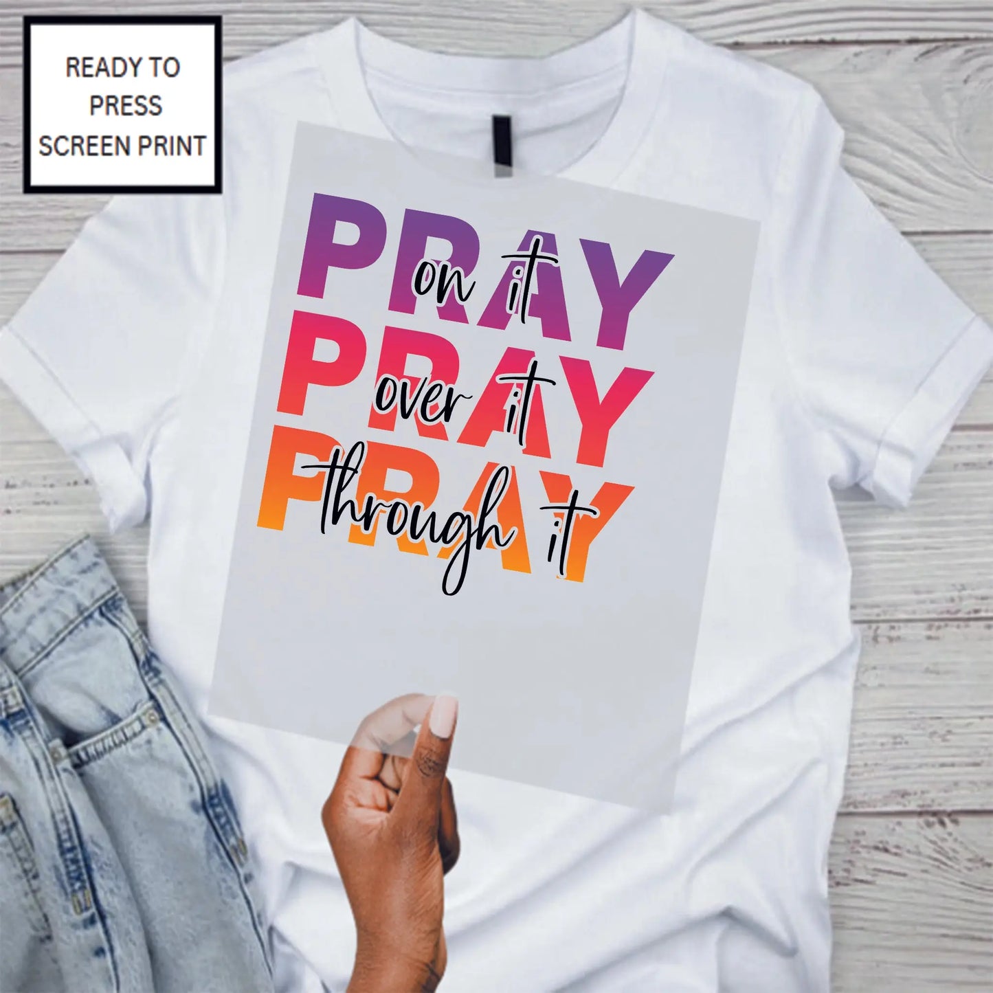 Transfer Sheet Only- Prayer 3times-Multicolor Ombre Designs by Dre