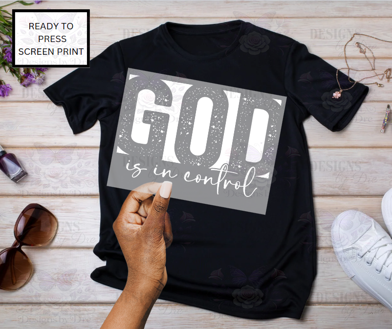 Transfer Sheet- God is in Control- White Print