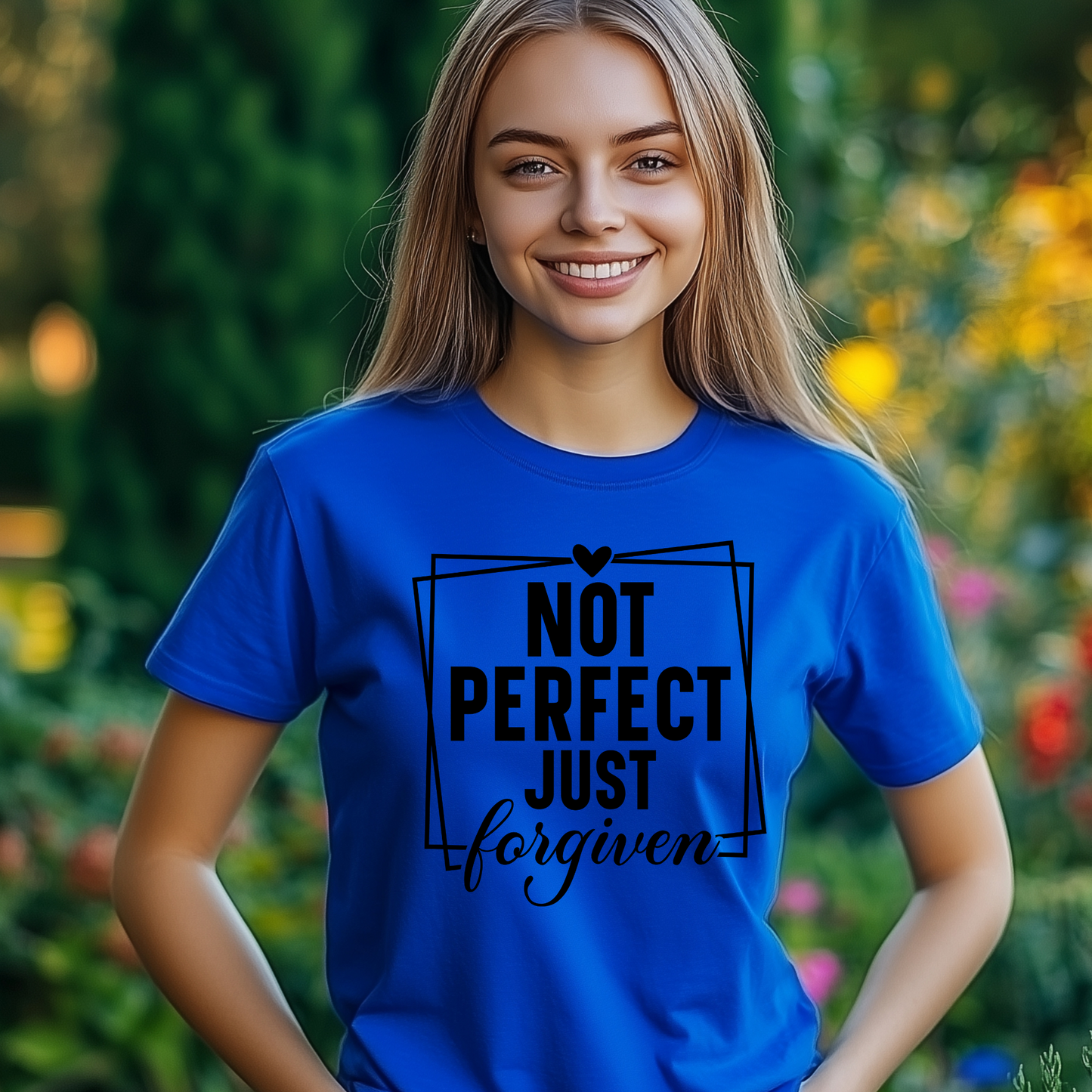 Not Perfect Just Forgiven- T-shirt. Printed on Gildan shirt. 7-14 days shipping