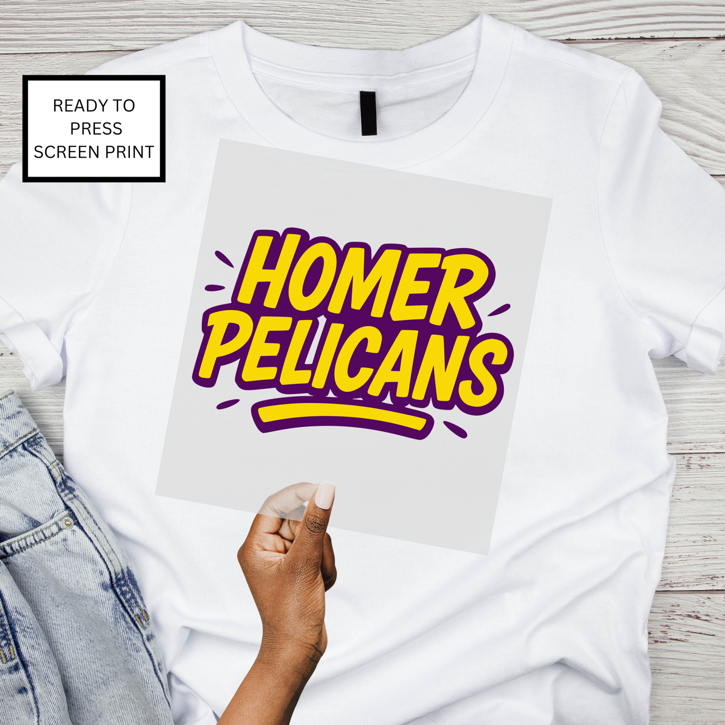 Homer Pelican-Purple & Gold Transfer only
