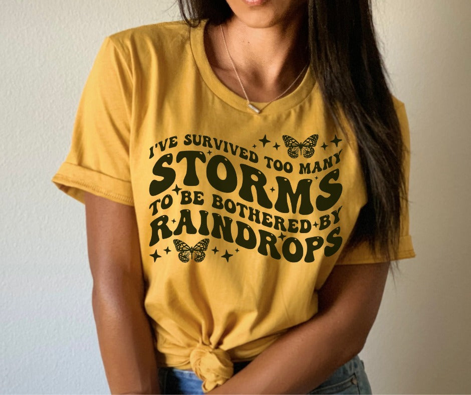 Screen print T-shirt - I Survived storms