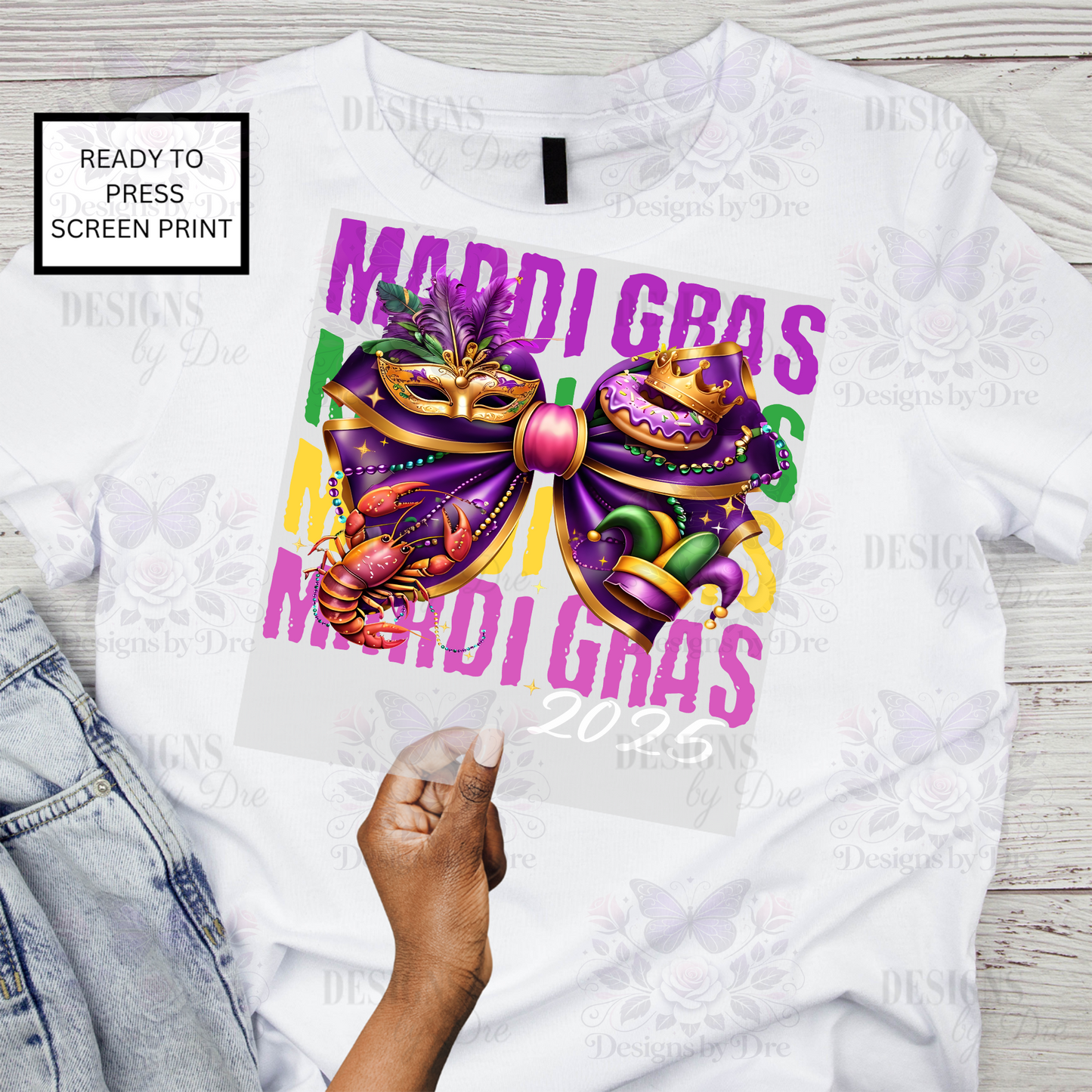 Transfer Sheet-Mardi Gras Bow